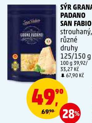 GRANA PADANO SAN FABIO strouhaný, různé druhy, 125/150 g