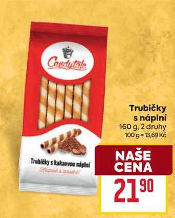 Trubičky s kakaovou náplní Trubičky s náplní 160 g