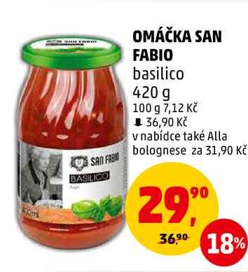 OMÁČKA SAN FABIO basilico, 420 g