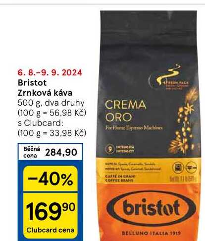 Bristot Zrnková káva, 500 g