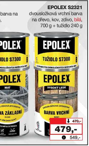 EPOLEX S2321 dvousložková vrchní barva na dřevo, kov, zdivo, bílá, 700 g + tužidlo 240 g