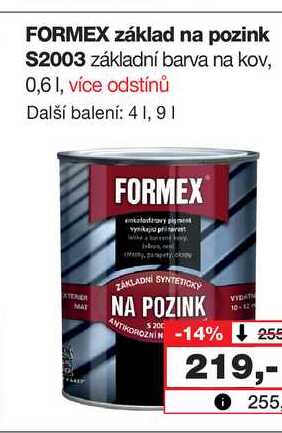 FORMEX základ na pozink S2003 základní barva na kov, 0,6 1, více odstínů 