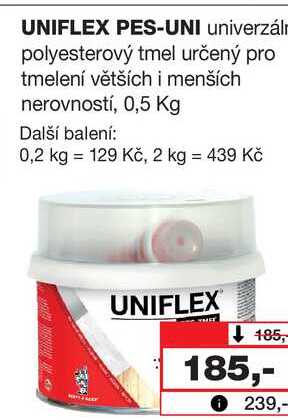 UNIFLEX PES-UNI univerzální polyesterový tmel určený pro tmelení větších i menších nerovností, 0,5 Kg 