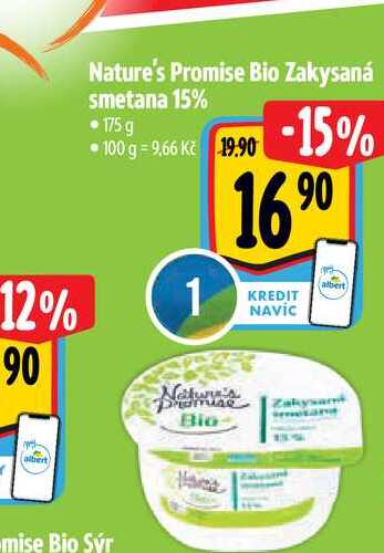  Nature's Promise Bio Zakysaná smetana 15% • 175 g  