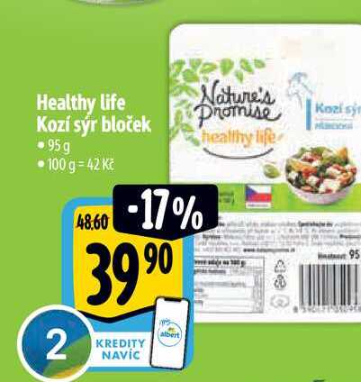 Healthy life Kozí sýr bloček 95 g 