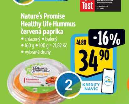 Nature's Promise Healthy life Hummus červená paprika chlazený balený 160 g vybrané druhy 