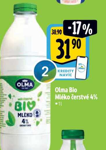 Olma Bio Mléko čerstvé 4% 1l