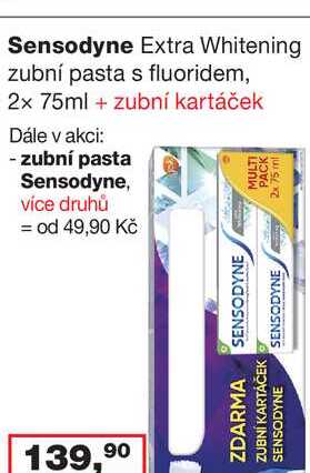 Sensodyne Extra Whitening zubní pasta s fluoridem, 2x 75ml + zubní kartáček 