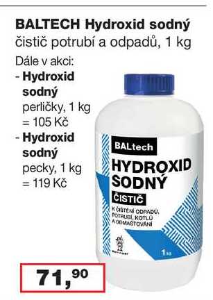 BALTECH Hydroxid sodný čistič potrubí a odpadů, 1 kg 