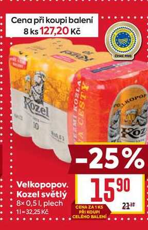 Velkopopov. Kozel světlý 8x 0,51, plech