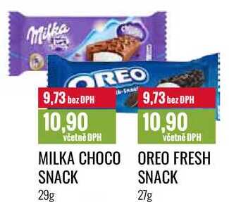 MILKA CHOCO SNACK 29g/OREO FRESH SNACK 27g