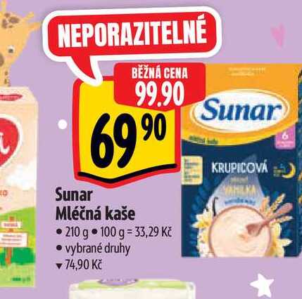   Sunar  Mléčná kaše 210 g 