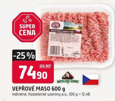 VEPŘOVÉ MASO 600 g mélněné