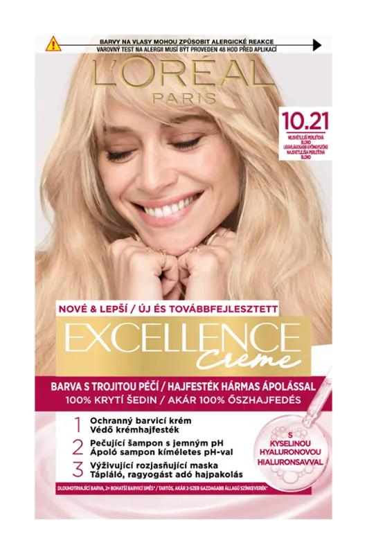 L'Oréal Barva na vlasy Excellence Creme 10.21 nejsvětlejší perleťová blond, 1 ks