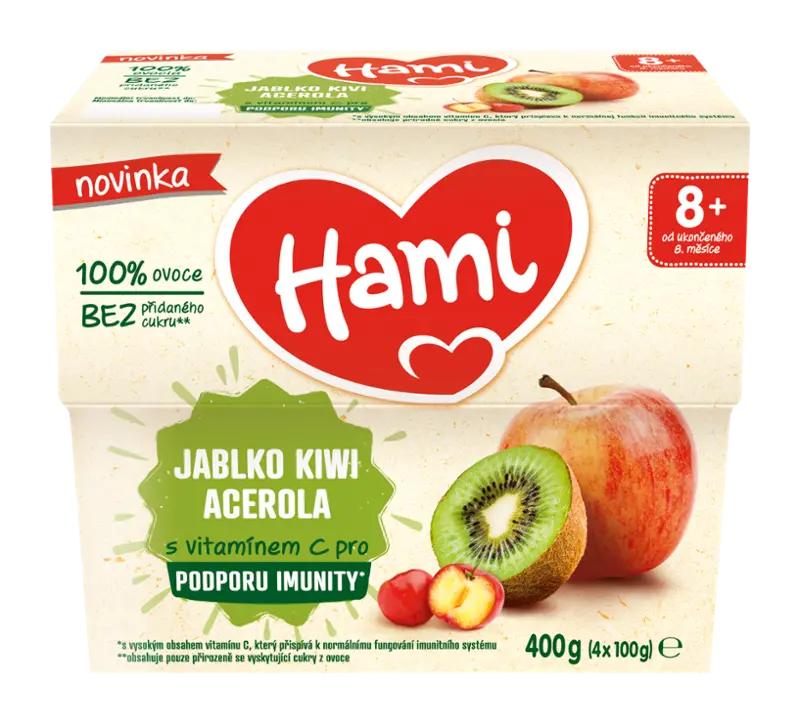 Hami Ovocný příkrm 100% ovoce jablko, kiwi, acerola, 400 g