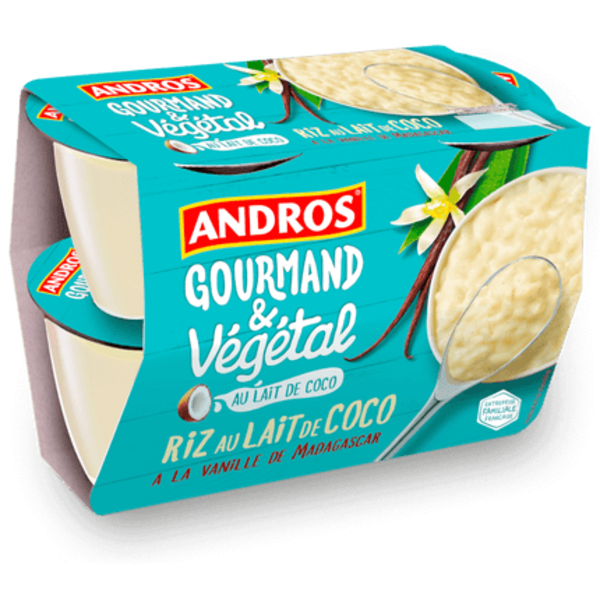 Andros Gourmand & Végétal Veganský rýžový dezert na základě kokosového nápoje 4x100g