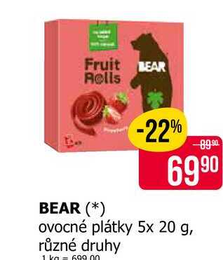 BEAR ovocné plátky 5x 20 g, různé druhy