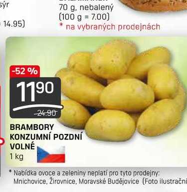 BRAMBORY KONZUMNÍ POZDNÍ VOLNÉ 1 kg