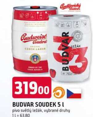 Budweiser Budvar Světlé výčepní pivo sud 5l