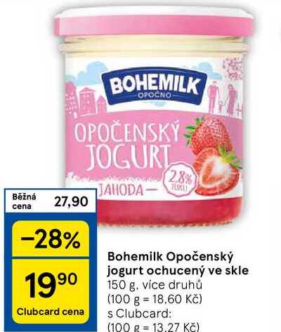 Bohemilk Opočenský jogurt ochucený ve skle, 150 g