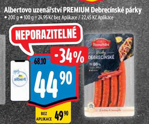 Albertovo uzenářství PREMIUM Debrecínské párky 200 g  