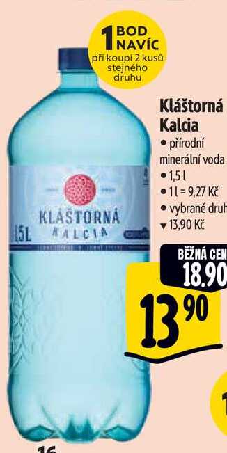  Kláštorná Kalcia • přírodní minerální voda 1,5 l