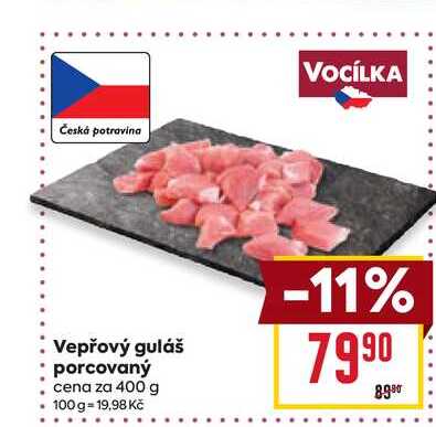 Vepřový guláš porcovaný cena za 400 g