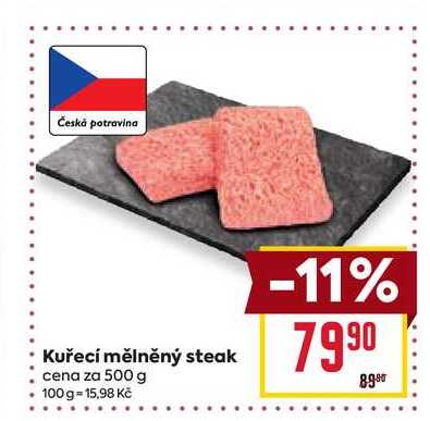 Kuřecí mělněný steak cena za 500 g 