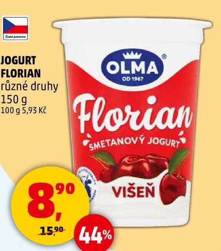 JOGURT FLORIAN různé druhy, 150 g  