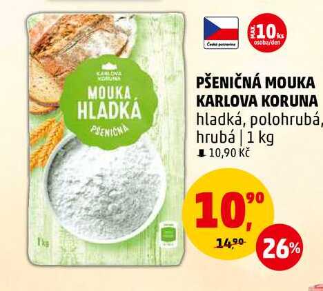 PŠENIČNÁ MOUKA KARLOVA KORUNA hladká, 1 kg