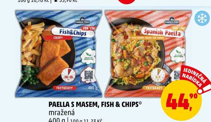 PAELLA S MASEM, FISH & CHIPS mražená, 400 g