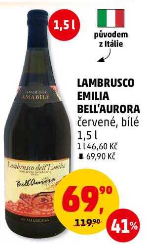 LAMBRUSCO EMILIA BELL'AURORA červené, 1,5 l 