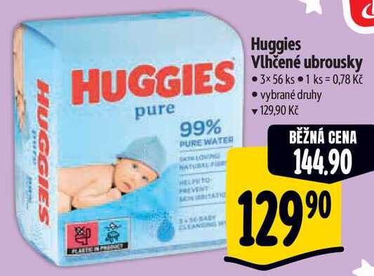 Huggies Vlhčené ubrousky, 3x 56 ks 