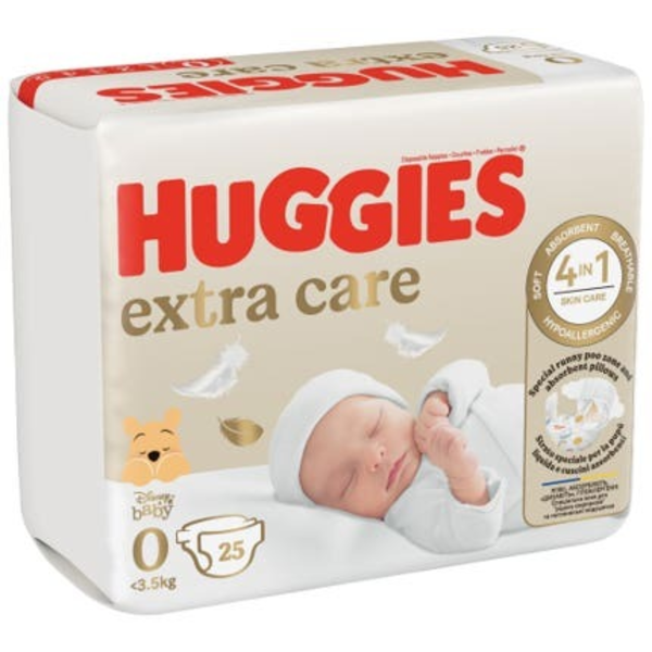 Huggies Extra Care Newborn č.0 25ks  (<3.5 kg )