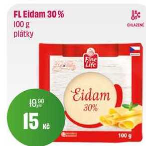 FL Eidam 30% 100 g plátky 