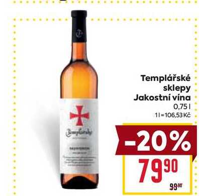 Templářské sklepy Jakostní vína 0,75l