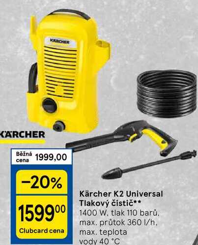 Kärcher K2 Universal Tlakový čistič, 1400 W. tlak 110 barů