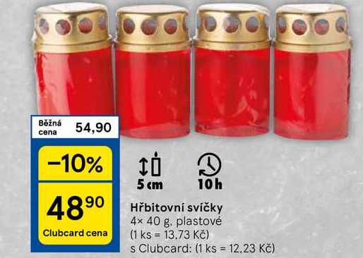 Hřbitovní svíčky, 4x 40 g. plastové