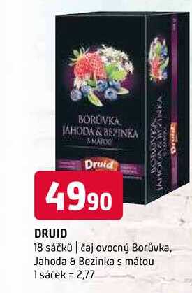 Druid 18 sáčků čaj ovocný Borůvka, Jahoda & Bezinka s mátou 