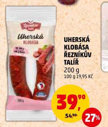 UHERSKÁ KLOBÁSA ŘEZNÍKŮV TALÍŘ, 200 g