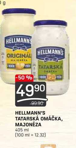 HELLMANN'S TATARSKÁ OMÁČKA, MAJONÉZA 405 ml 