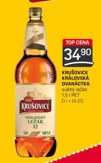 KRUŠOVICE KRÁLOVSKÁ DVANÁCTKA světlý ležák 1,5I PET 