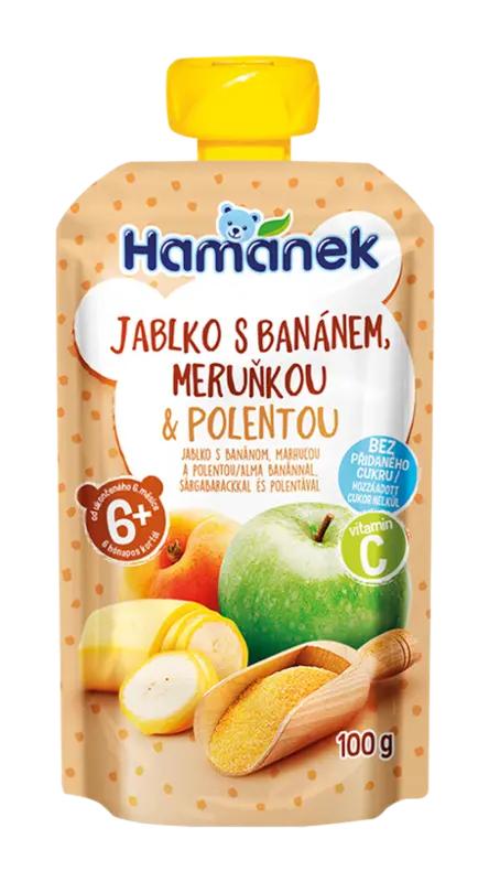 Hamánek Ovocná kapsička jablko s banánem, meruňkou & polentou, 100 g