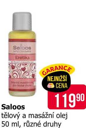 Saloos tělový a masážní olej 50 ml, různé druhy 