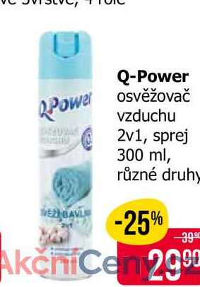 Q-Power osvěžovač vzduchu 2v1, sprej 300 ml, různé druhy 