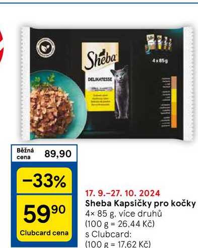 Sheba Kapsičky pro kočky, 4× 85 g