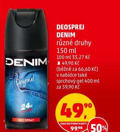 DEOSPREJ DENIM různé druhy, 150 ml 