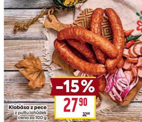 Klobása z pece z pultu lahůdek cena za 100g