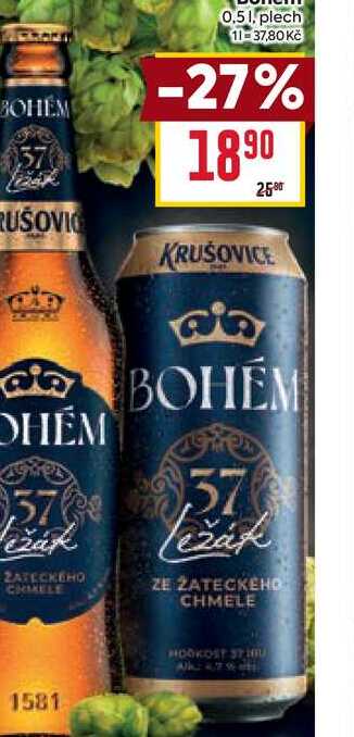 Krušovice Bohém 0,5l, plech