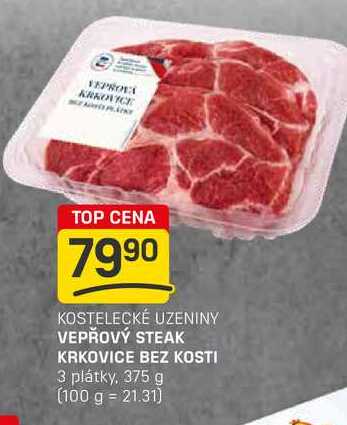 VEPŘOVÝ STEAK KRKOVICE BEZ KOSTI 3 plátky, 375 g 